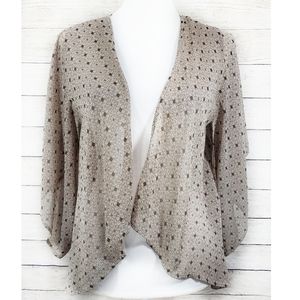 Black Poppy Semi Sheer Printed Brown Kimono